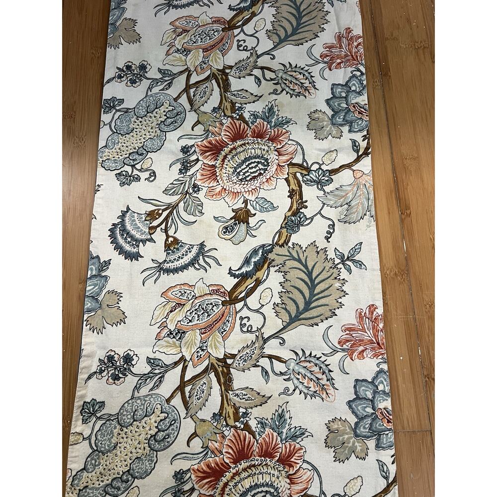 World Market Cotton Floral Jacobean Red Blue Green Gold Table Runner 15x84”